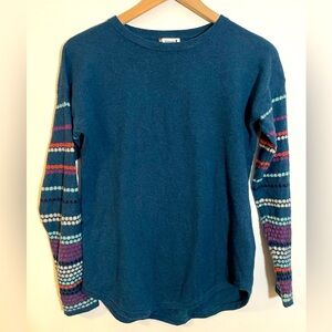 SMARTWOOL Women's Extra Small Shadow Pine Crew Neck Sweater Teal Blue Outdoor